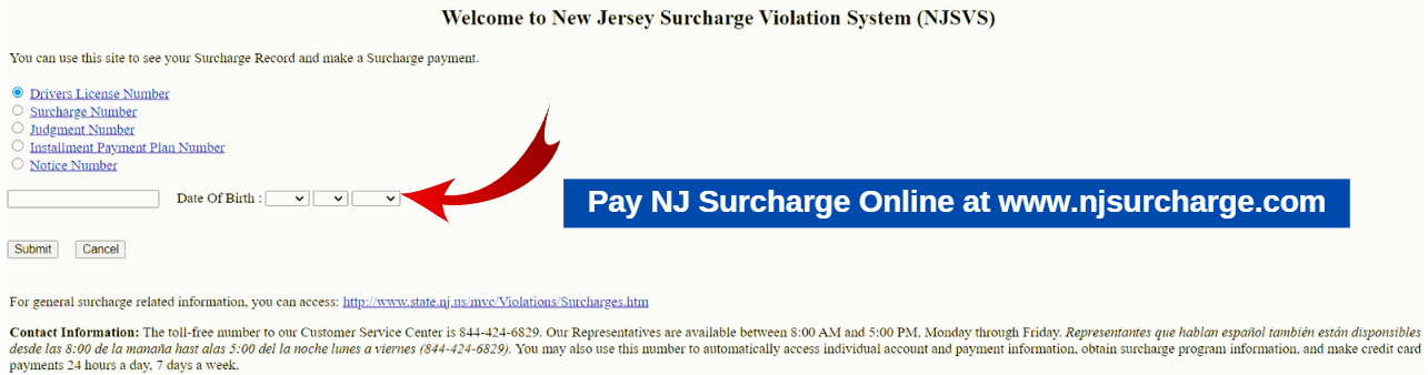 Pay NJ Surcharge Online at www.njsurcharge.com